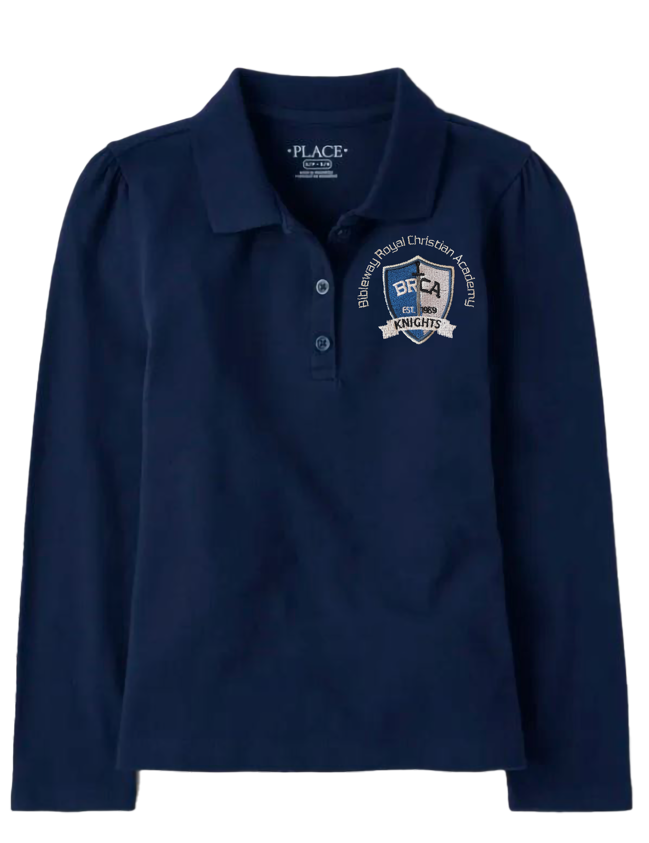 The Children’s Place Girls Long Sleeve Uniform Pique Polo Embroidered with School Logo