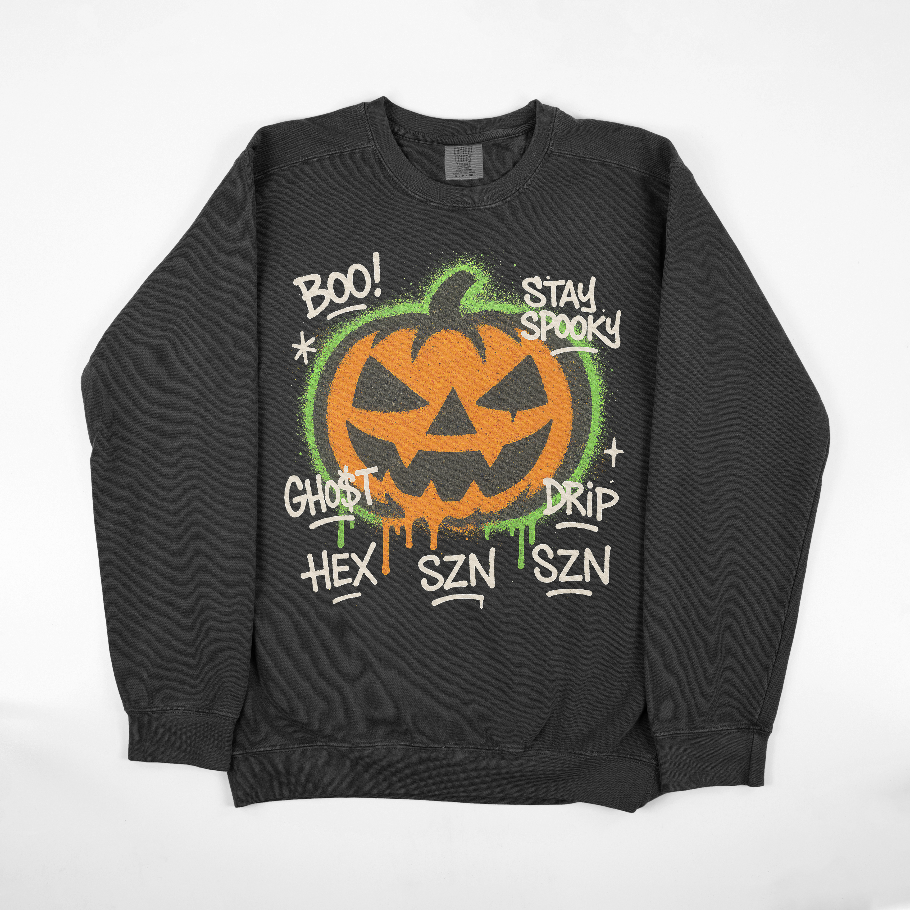 Black Grafitti Pumpkin Halloween Graphic Sweatshirt 🎉