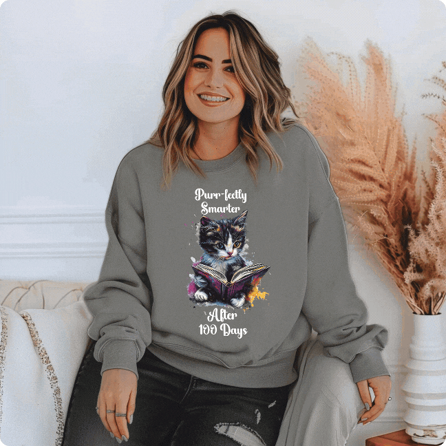 Purr-fectly Smarter After 100 Days Comfort Colors Sweatshirt