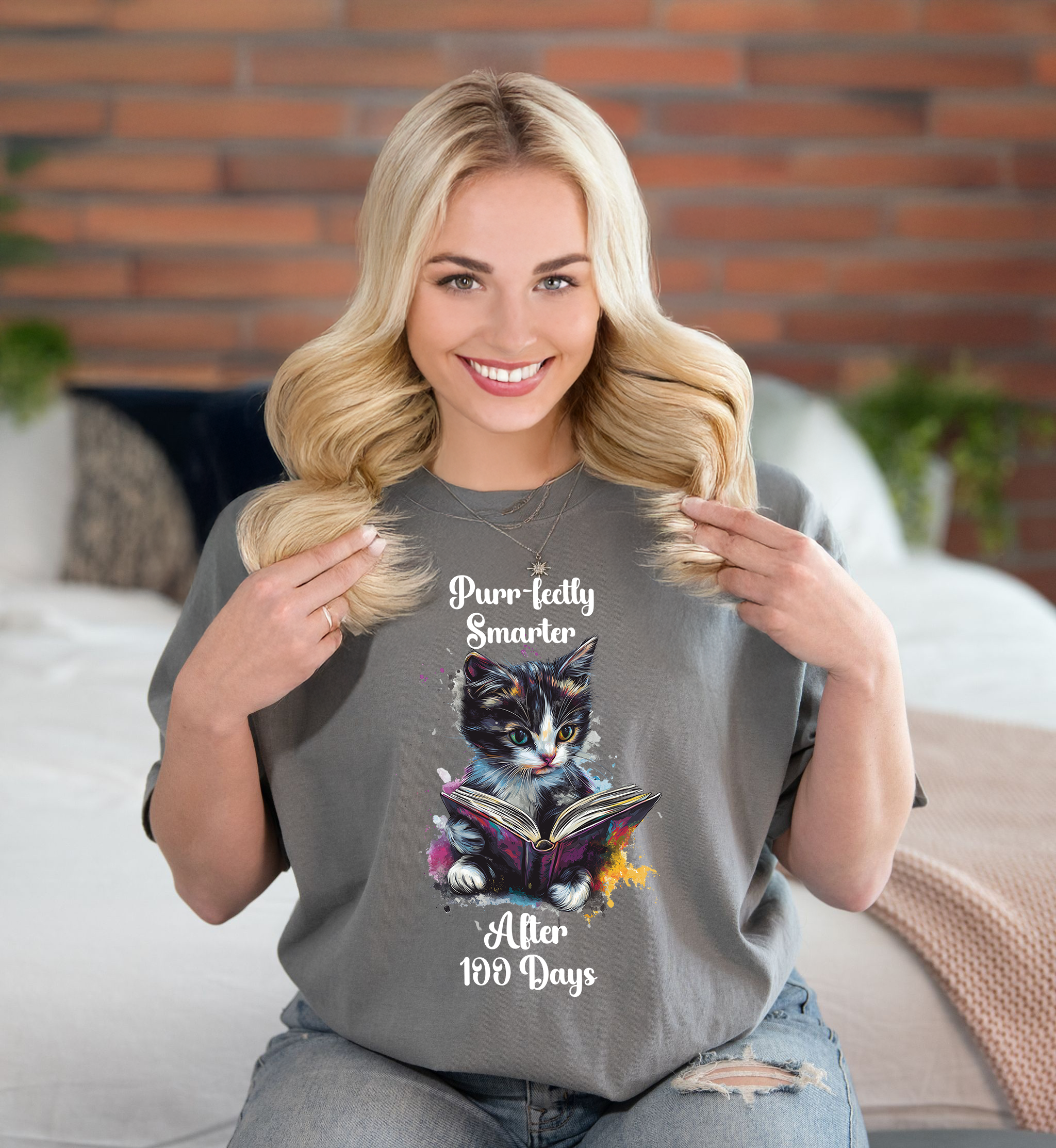 Purr-fectly Smarter After 100 Days Comfort Colors T-Shirt Secondary image