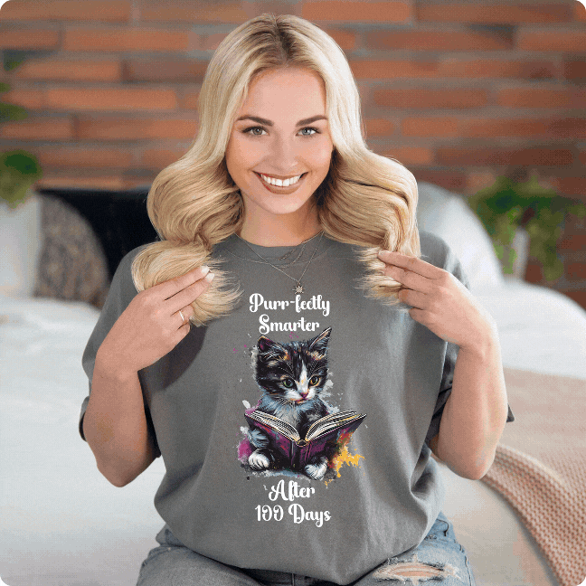Purr-fectly Smarter After 100 Days Comfort Colors T-Shirt