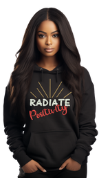 🎉"Black "Radiate Positivity" Embroidered Hoodie🎉