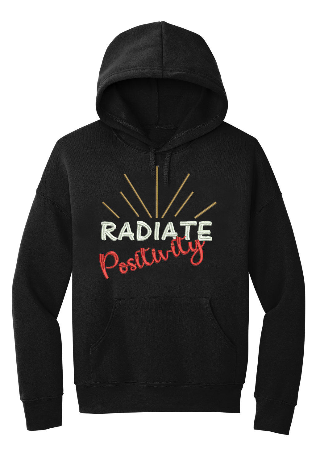 🎉"Black "Radiate Positivity" Embroidered Hoodie🎉
