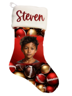 🎉Red Handmade Personalized Football Theme Christmas Stocking - Score Big🎉