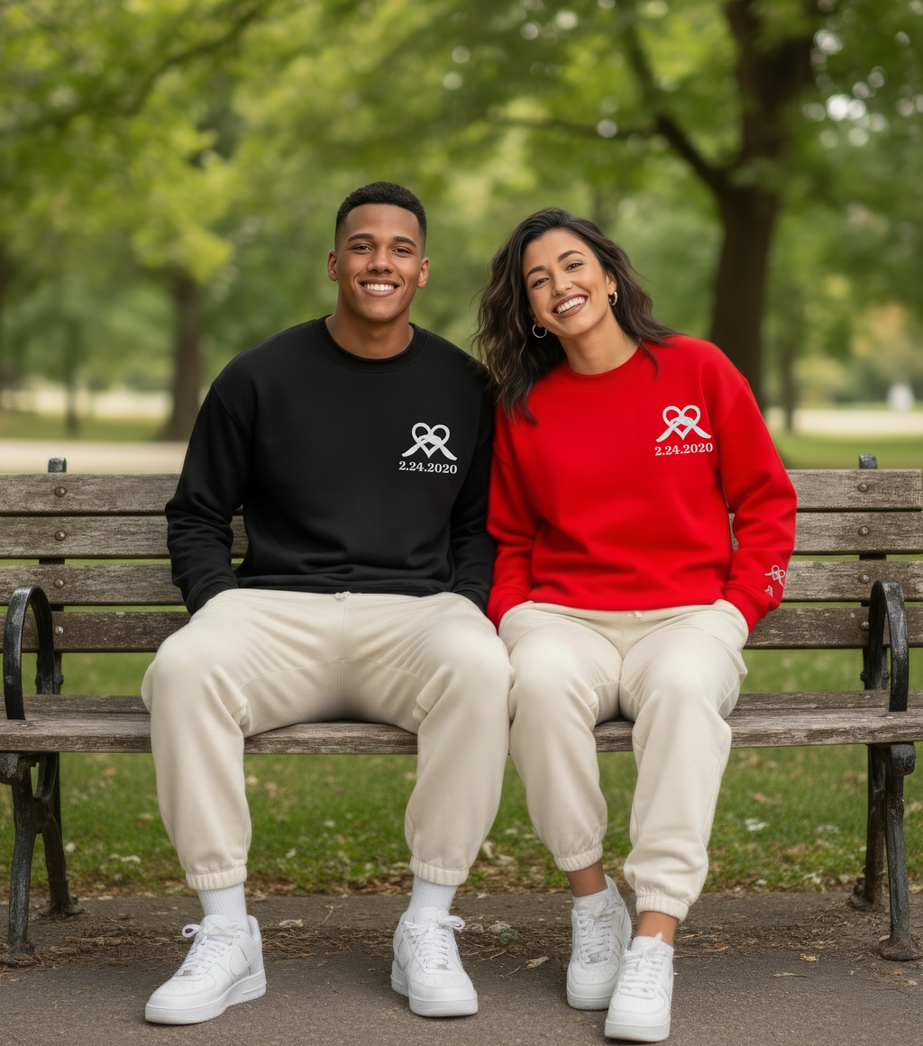 Personalized Ribbon Heart Couples Sweatshirt