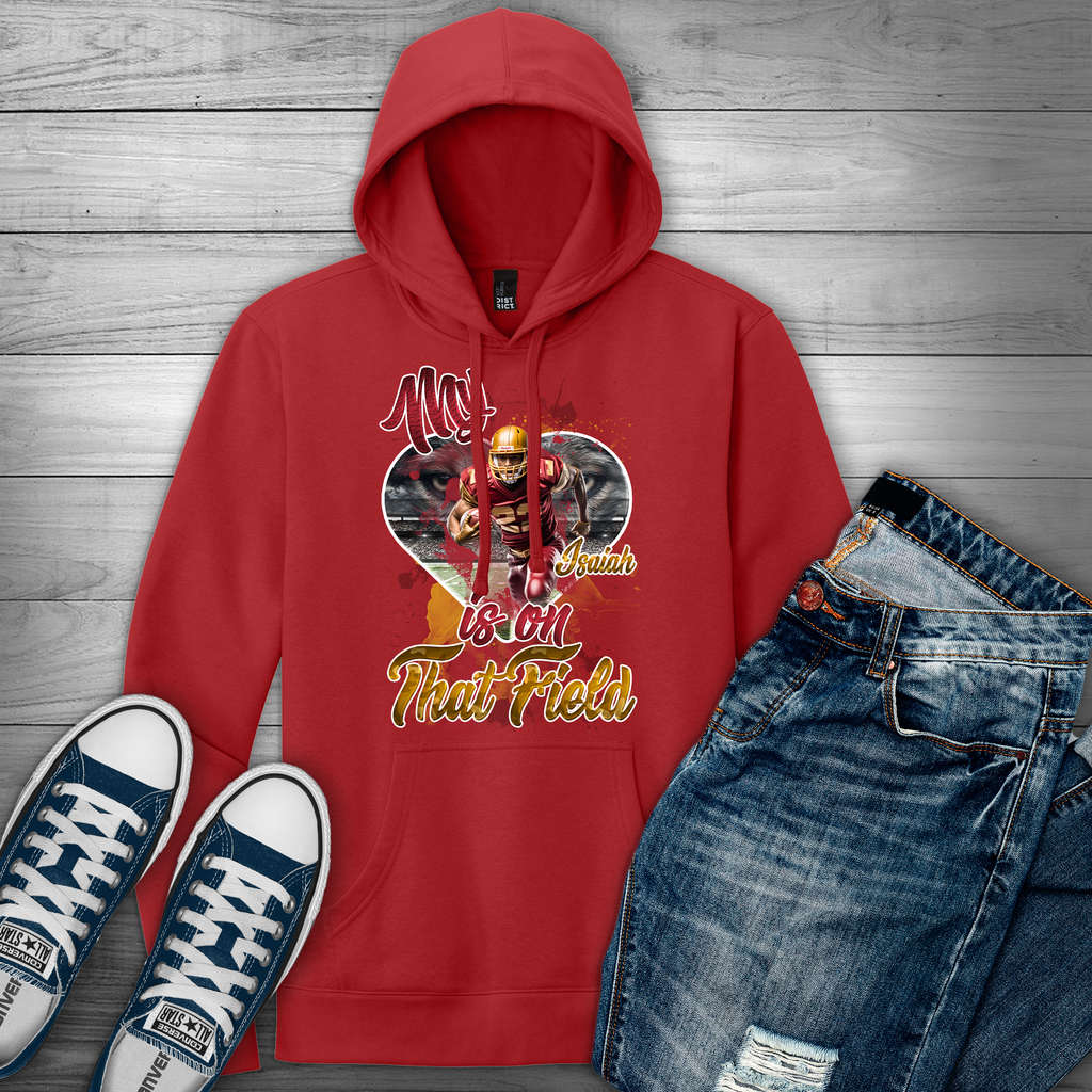 🎉Red Personalized "My Heart Is On That Field" Graphic Football Hoodie🎉