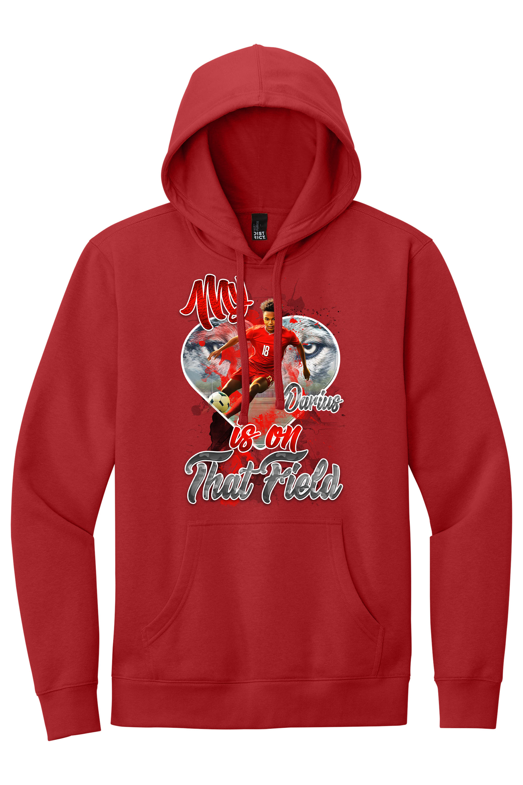 🎉Red Personalized "My Heart Is On That Field" Soccer Hoodie🎉 Main image