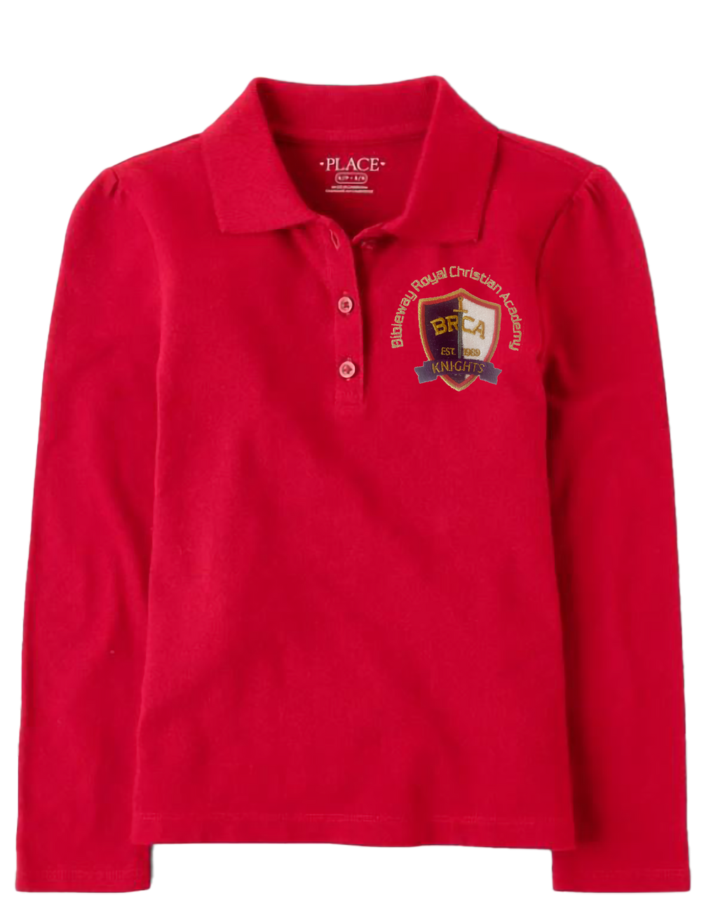The Children’s Place Girls Long Sleeve Uniform Pique Polo Embroidered with School Logo
