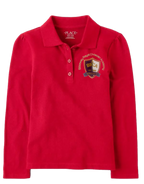 The Children’s Place Girls Long Sleeve Uniform Pique Polo Embroidered with School Logo