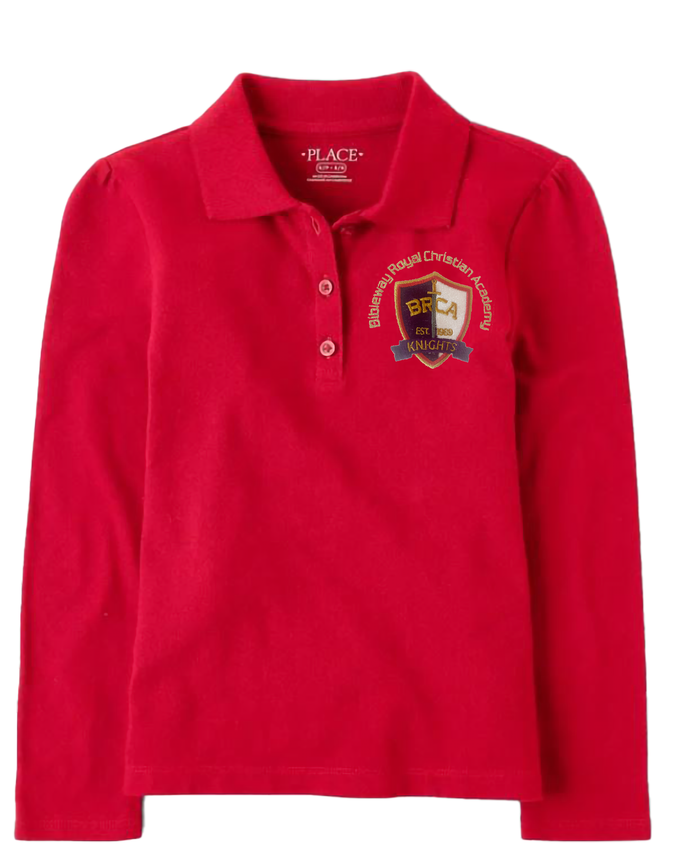 The Children’s Place Girls Long Sleeve Uniform Pique Polo Embroidered with School Logo