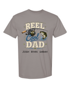 Personalized Reel Cool Dad Shirt – Comfort Colors® Fishing Dad Tee with Kids Names – Custom Father’s Day Gift for Dad