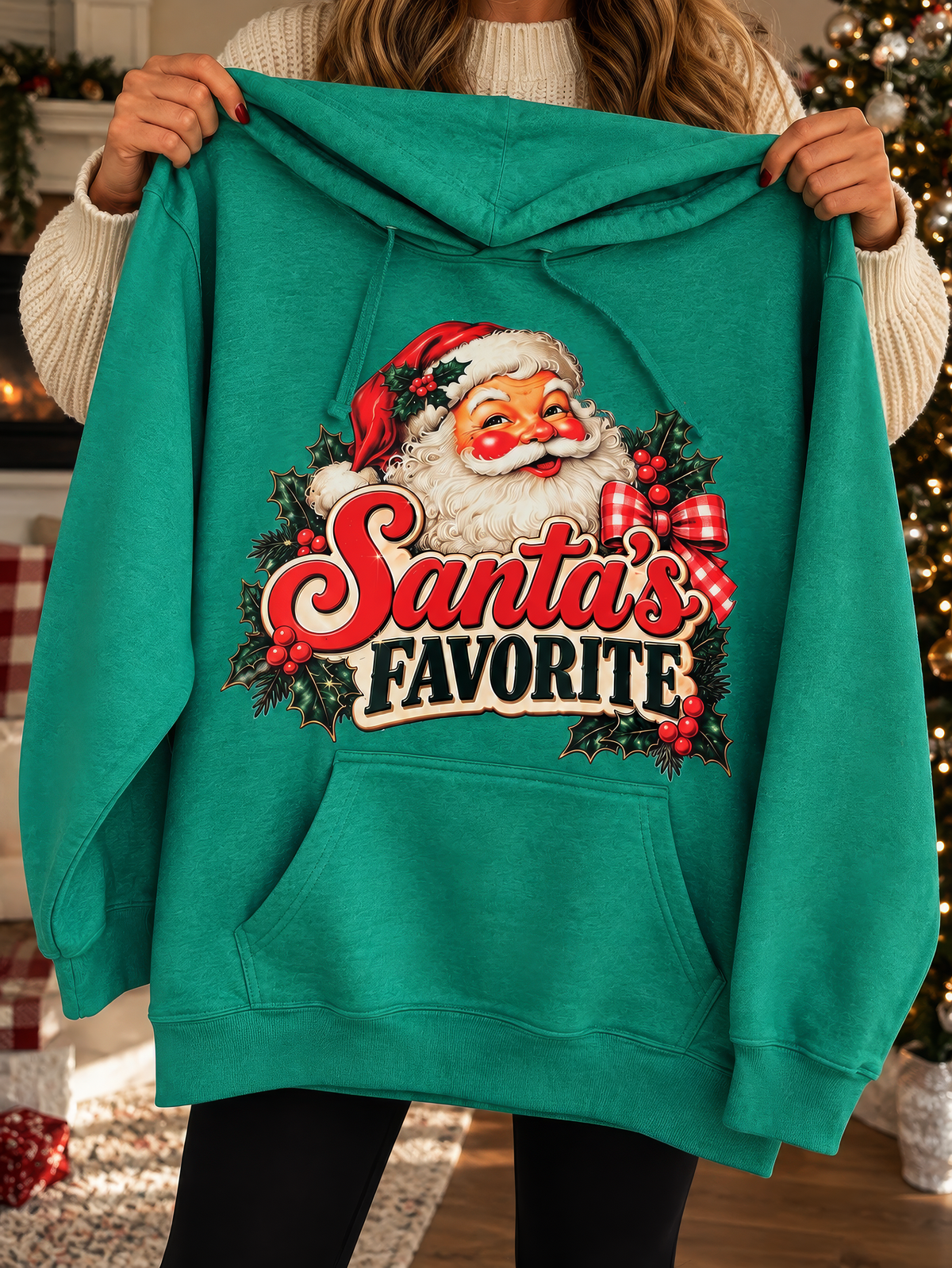 Santa's Favorite Christmas Hoodie – Retro Santa Graphic Pullover