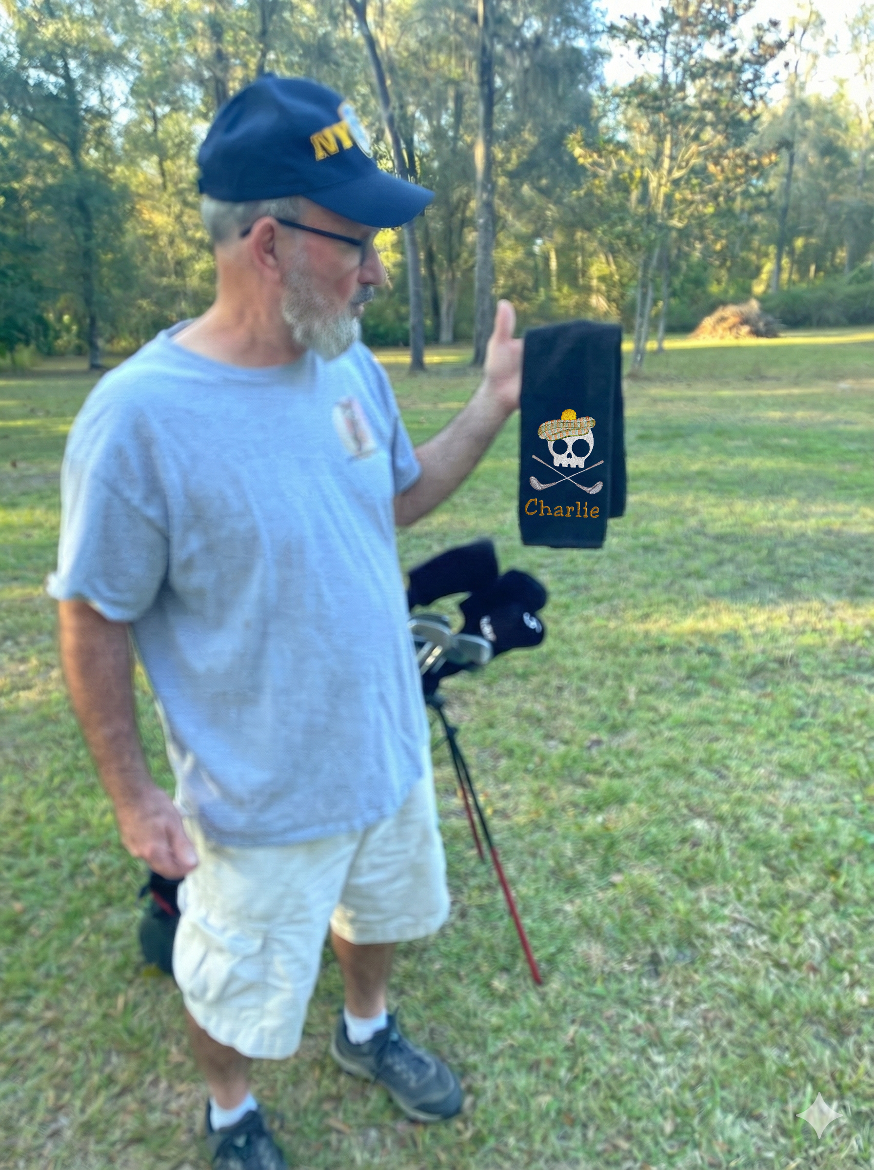 Black Skull Personalized Embroidered Golf Towel