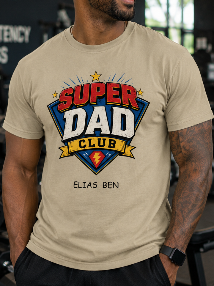 Personalized Super Dad Club Shirt – Comfort Colors® Father’s Day Tee with Kids Names – Custom Superhero Dad Gift