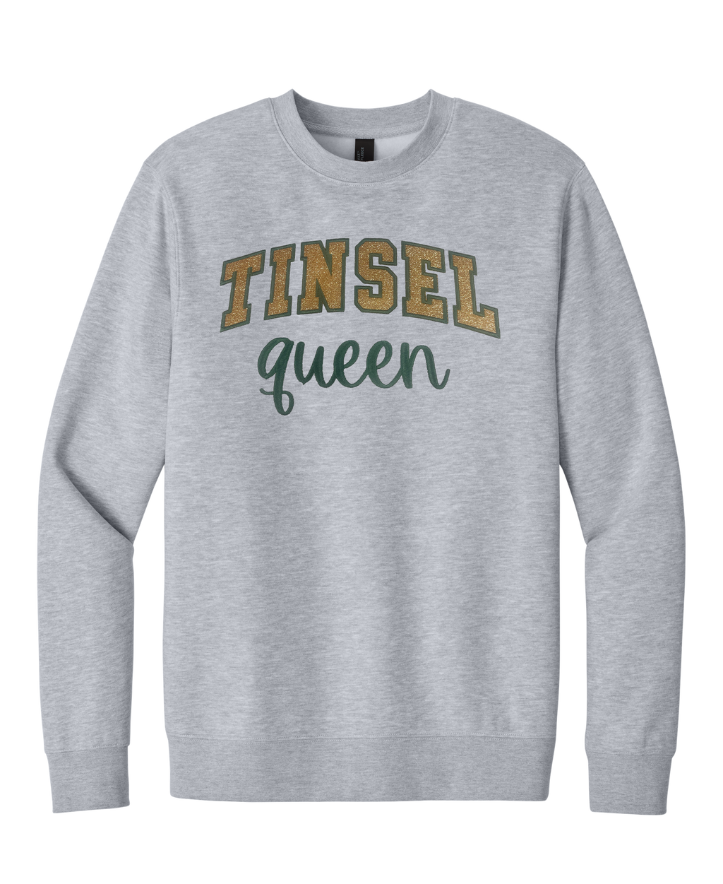 TINSEL Queen Christmas Sweatshirt | Glitter Appliqué Embroidery Holiday Crewneck