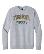 TINSEL Queen Christmas Sweatshirt | Glitter Appliqué Embroidery Holiday Crewneck