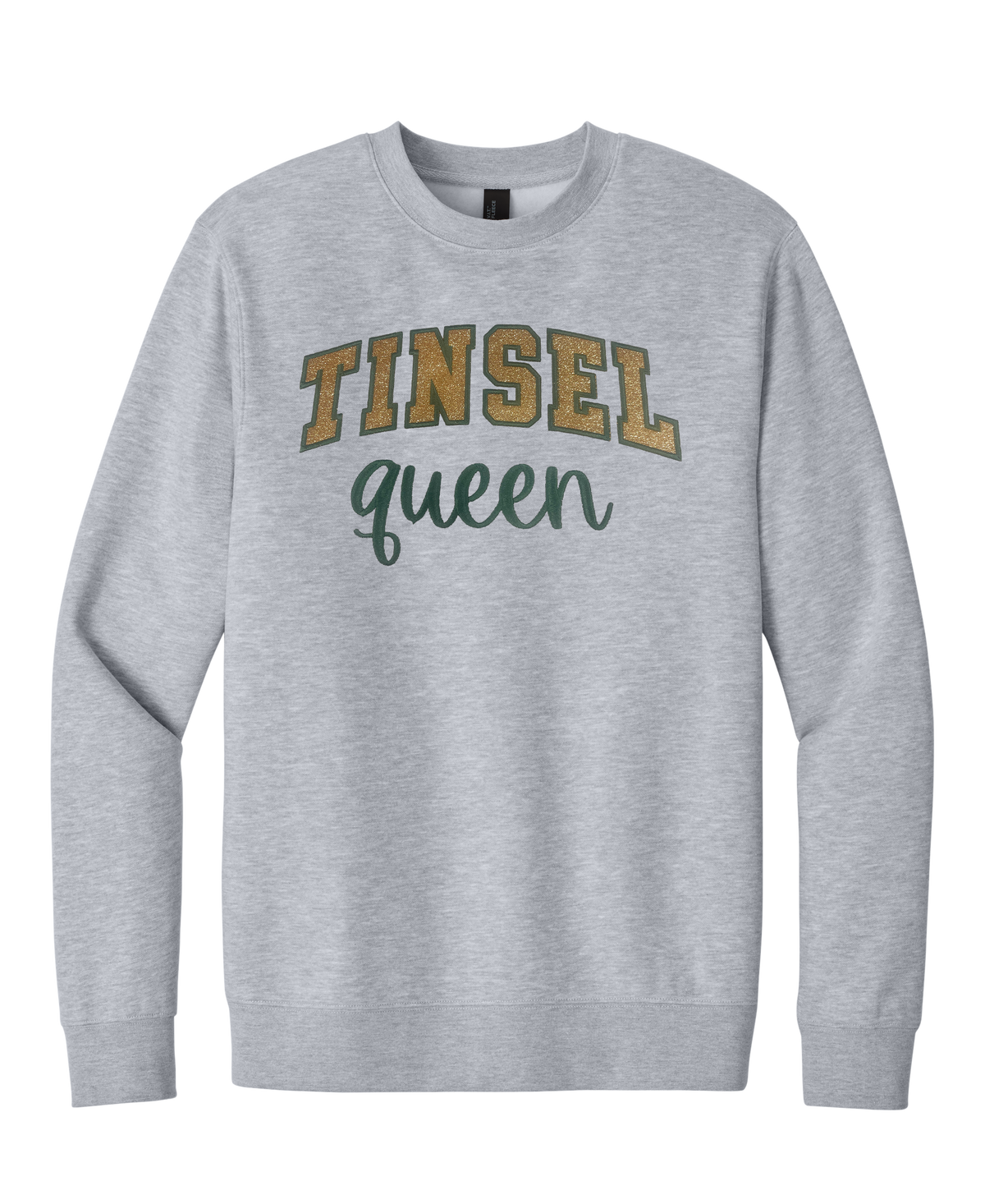 TINSEL Queen Christmas Sweatshirt | Glitter Appliqué Embroidery Holiday Crewneck