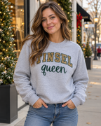 TINSEL Queen Christmas Sweatshirt | Glitter Appliqué Embroidery Holiday Crewneck