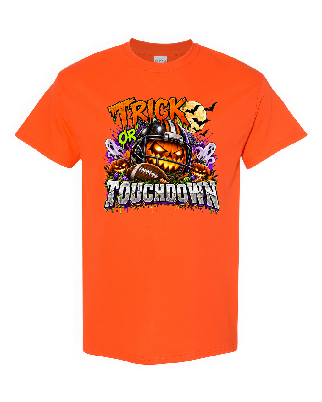 Trick or Touchdown Halloween Football T-Shirt | Youth & Adult Spooky Game Day Graphic Tee