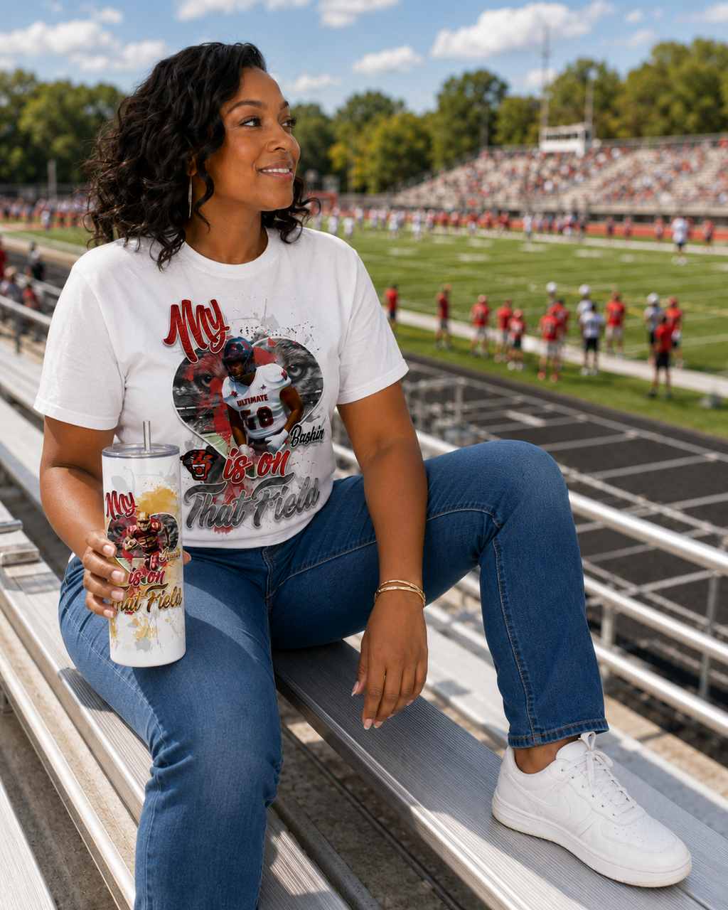 🎉Personalized My Heart Is On That Field Graphic Football Tumbler🎉