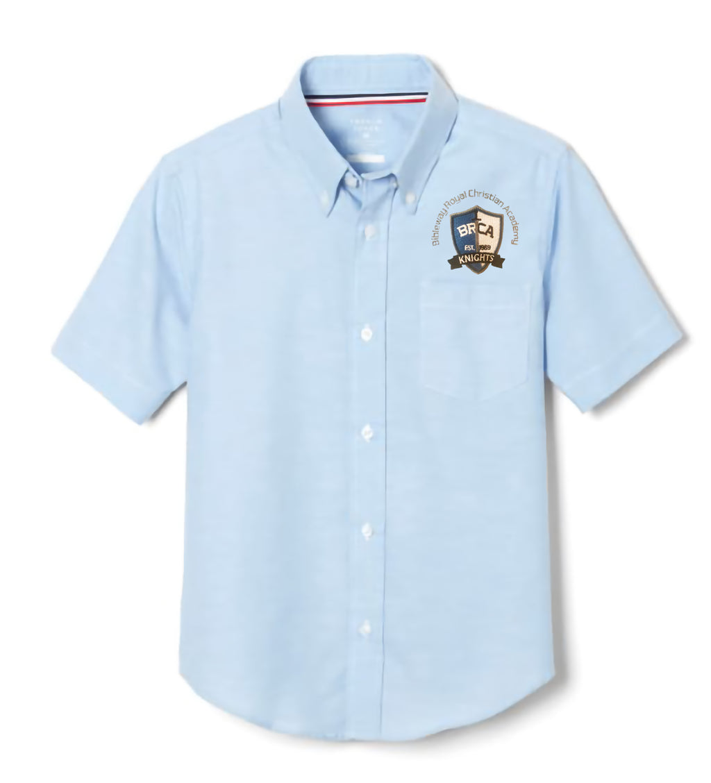 Adult BRCA Student French Toast Blue Short Sleeve Oxford Shirt