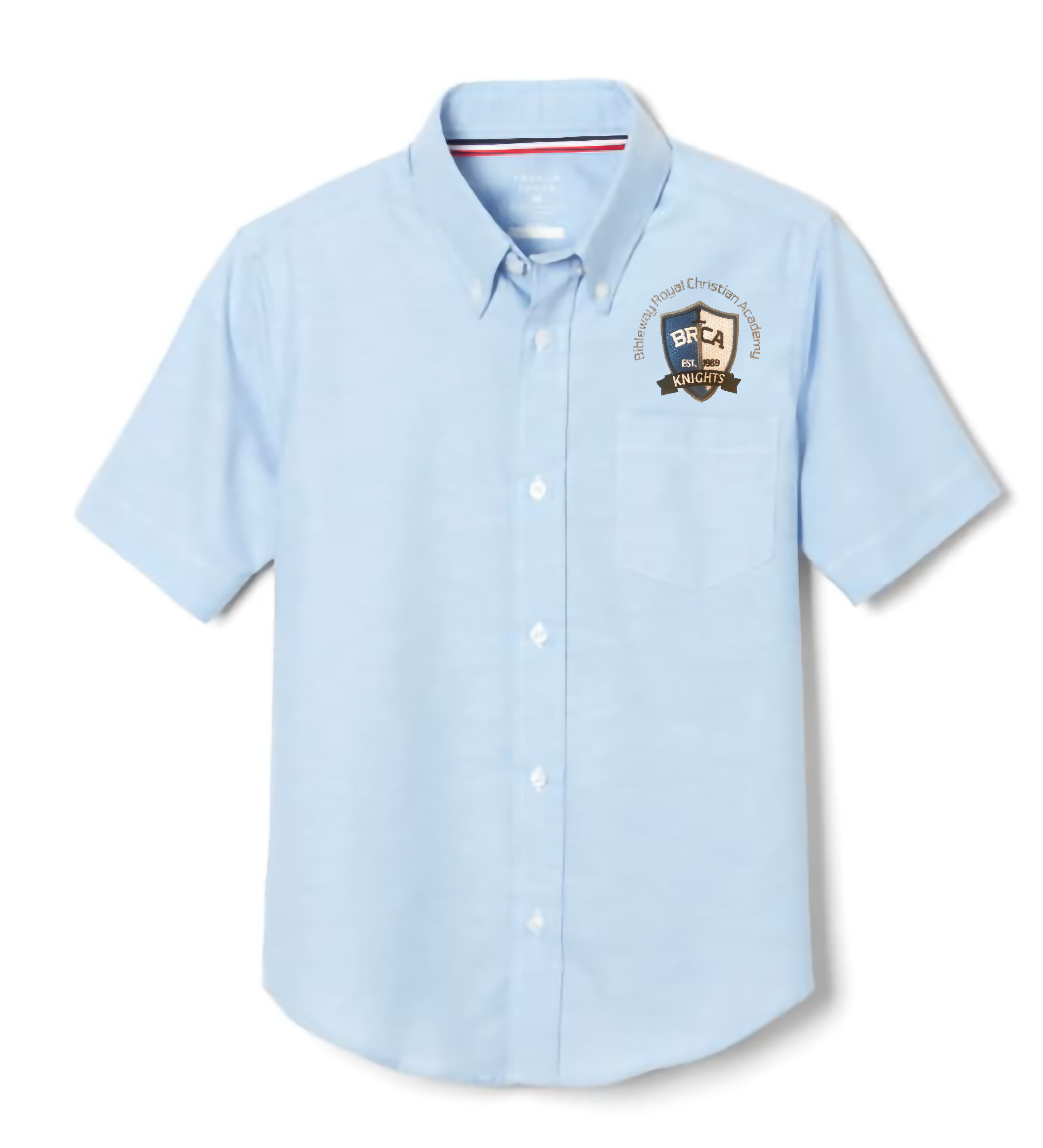 Adult BRCA Student French Toast Blue Short Sleeve Oxford Shirt
