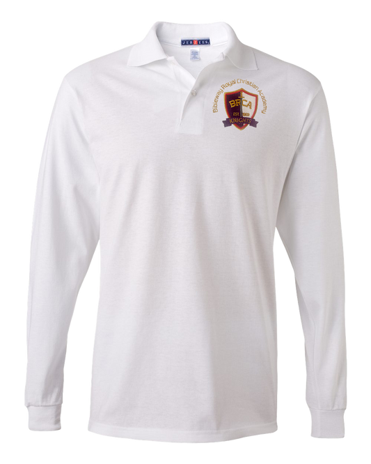 Jerzees Long Sleeve Unisex 437 Spotshield Polo with Embroidered BRCA School Logo - Student