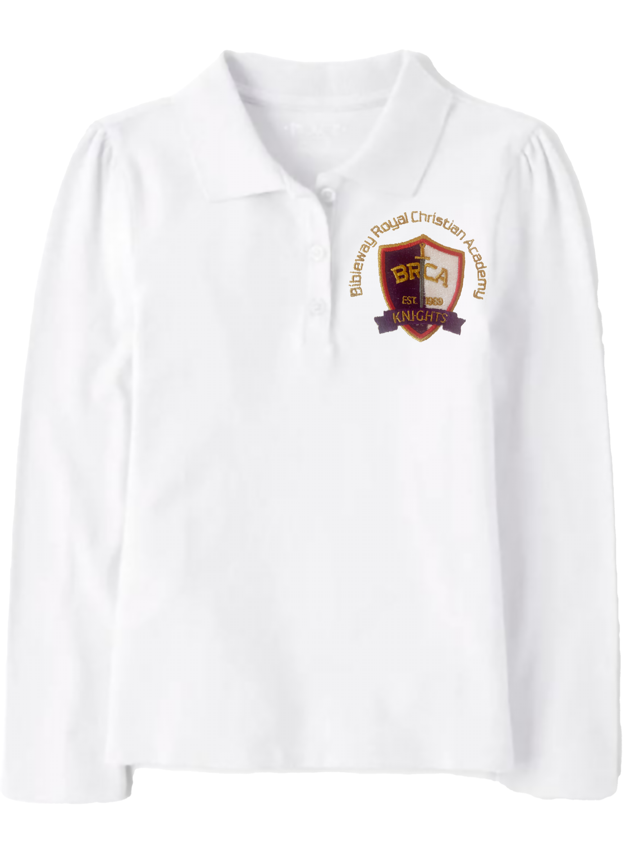 The Children’s Place Girls Long Sleeve Uniform Pique Polo Embroidered with School Logo Main image