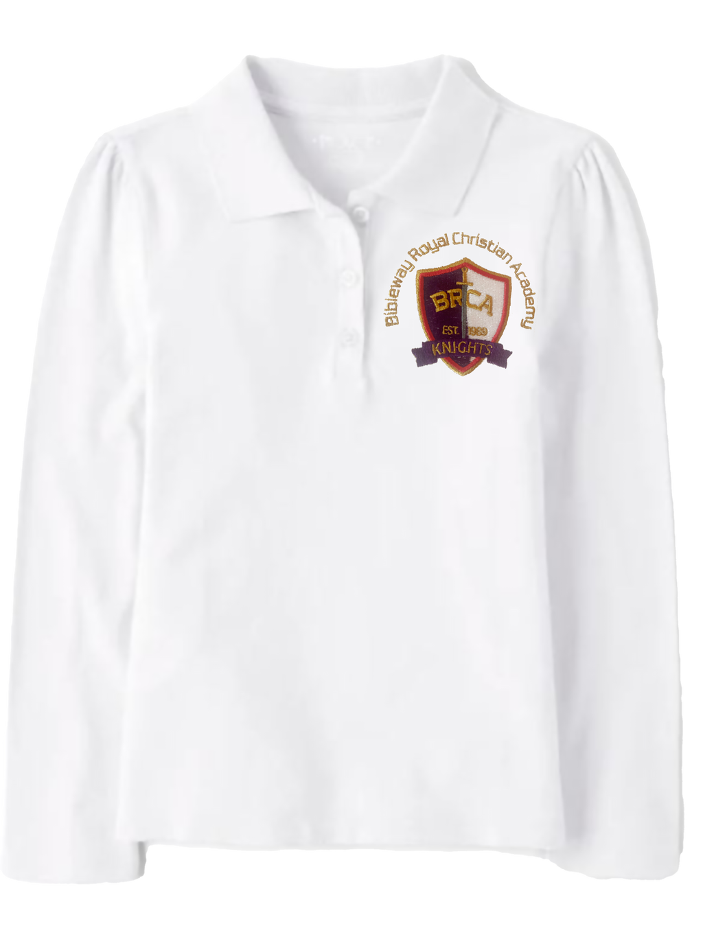 The Children’s Place Girls Long Sleeve Uniform Pique Polo Embroidered with School Logo