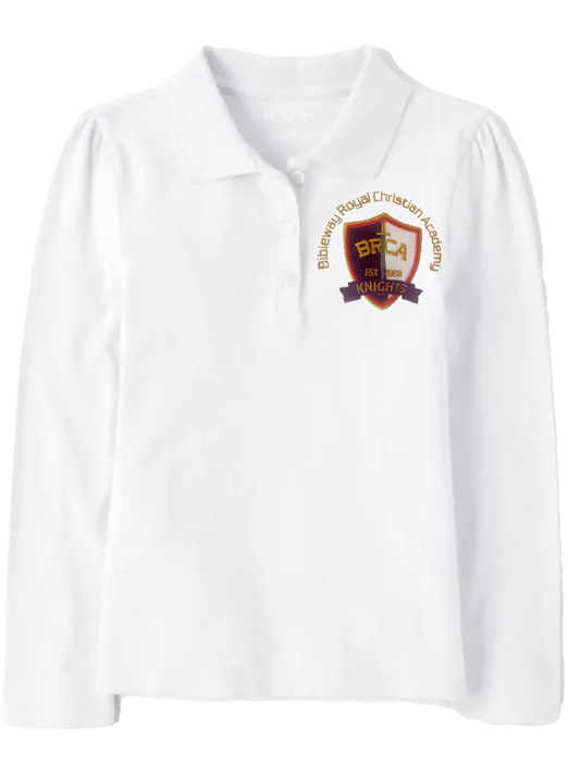 The Children’s Place Boys Long Sleeve Uniform Pique Polo Embroidered with School Logo