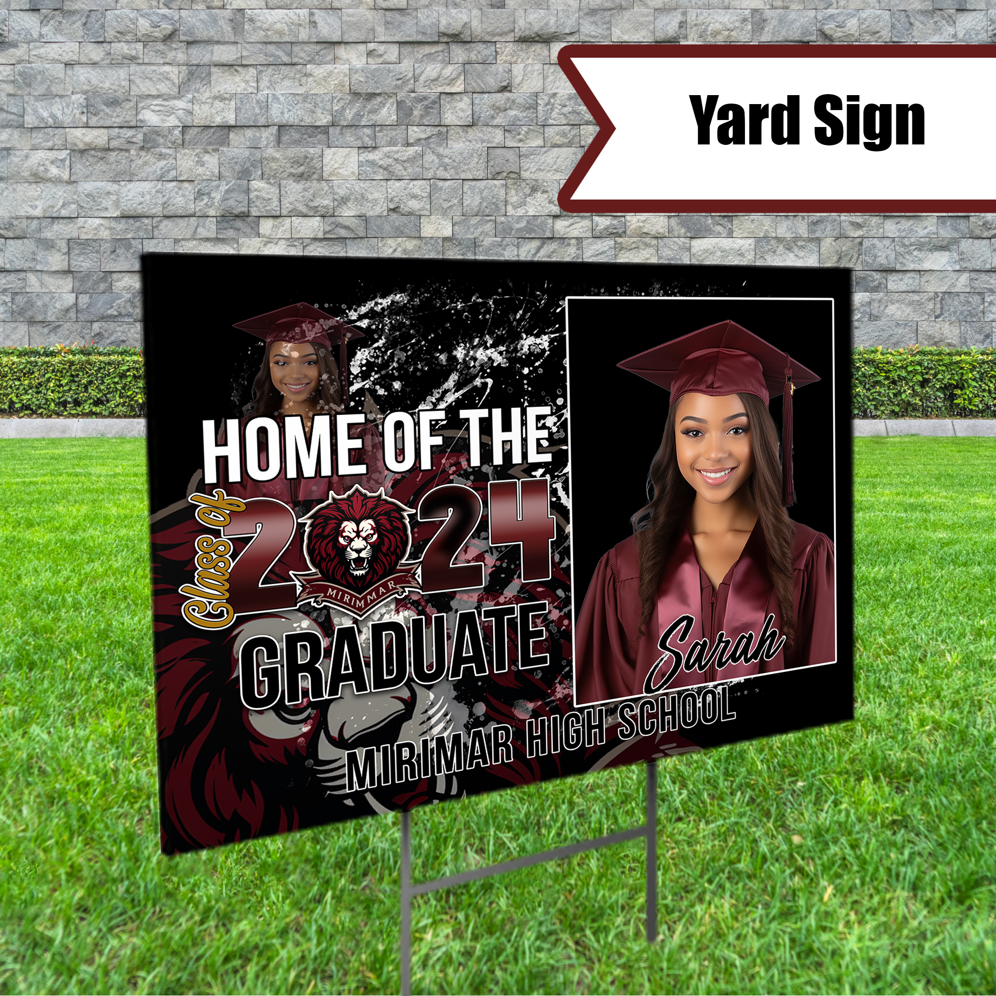🔥Custom Grunge 2024 Graduation Yard Sign #3 - Showcase Achievements in Style🔥 Main image
