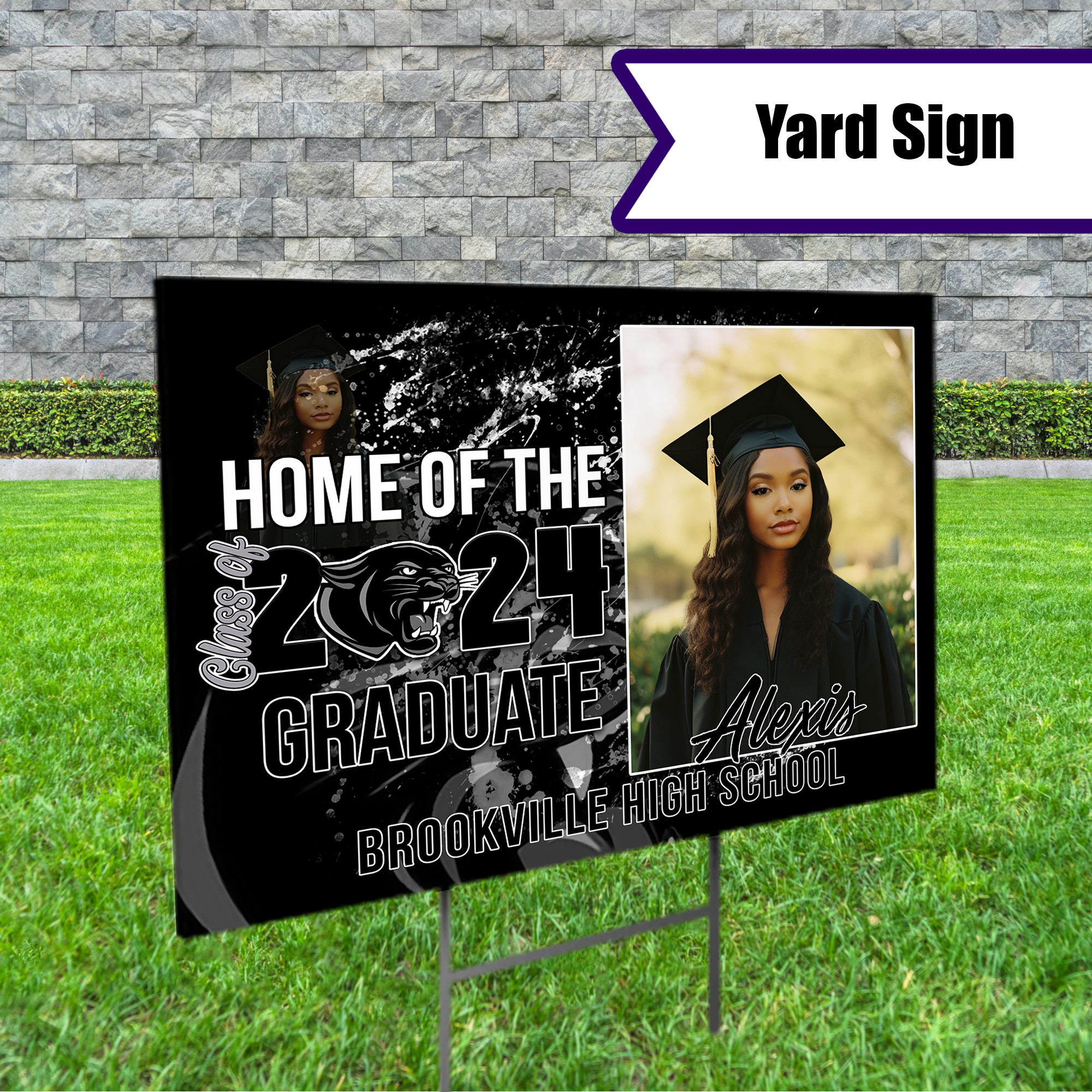 🔥Custom Grunge 2024 Graduation Yard Sign #5 - Showcase Achievements in Style🔥 Main image