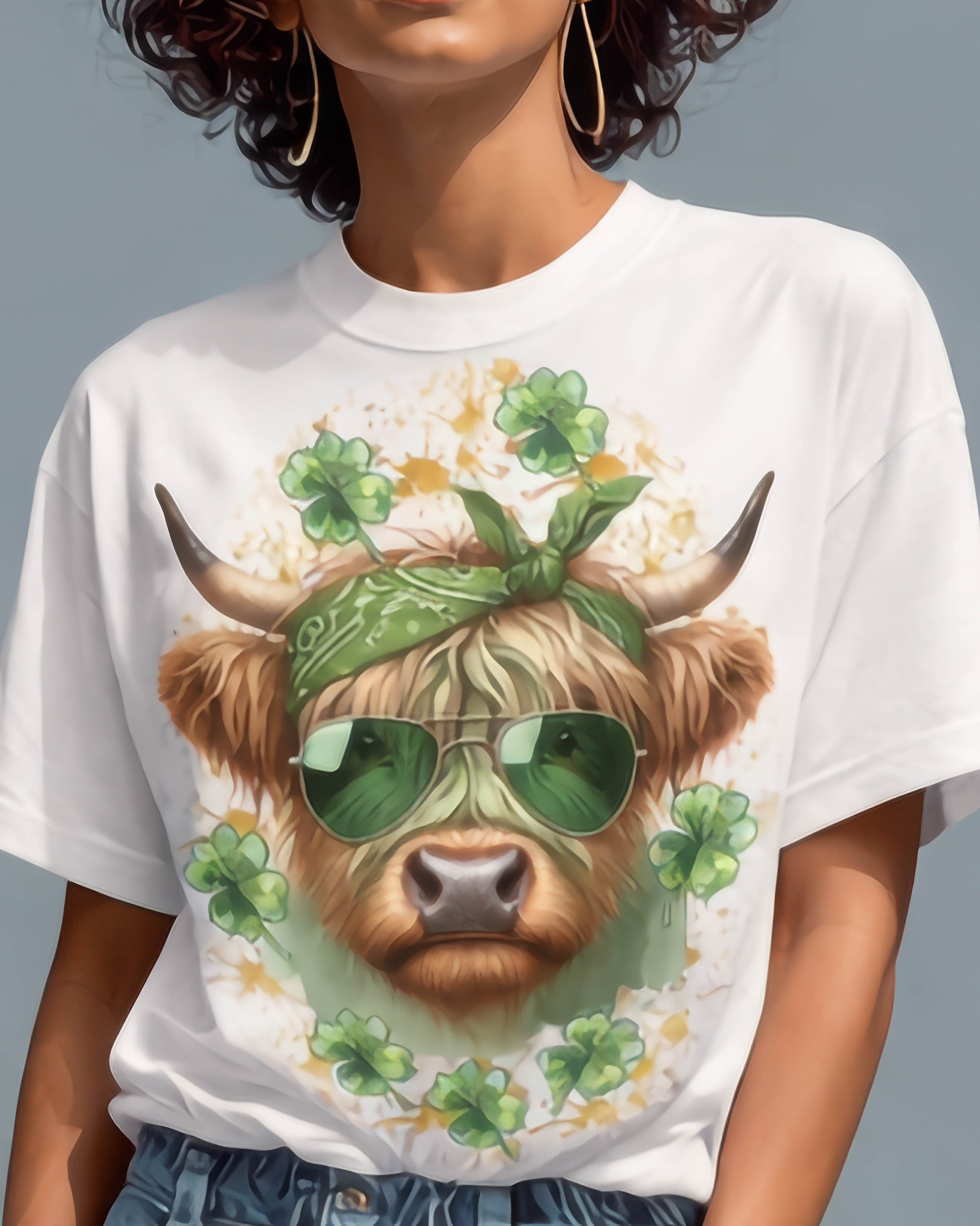 Highland Cow" St. Patrick's Day Graphic T-Shirt🍀 Main image