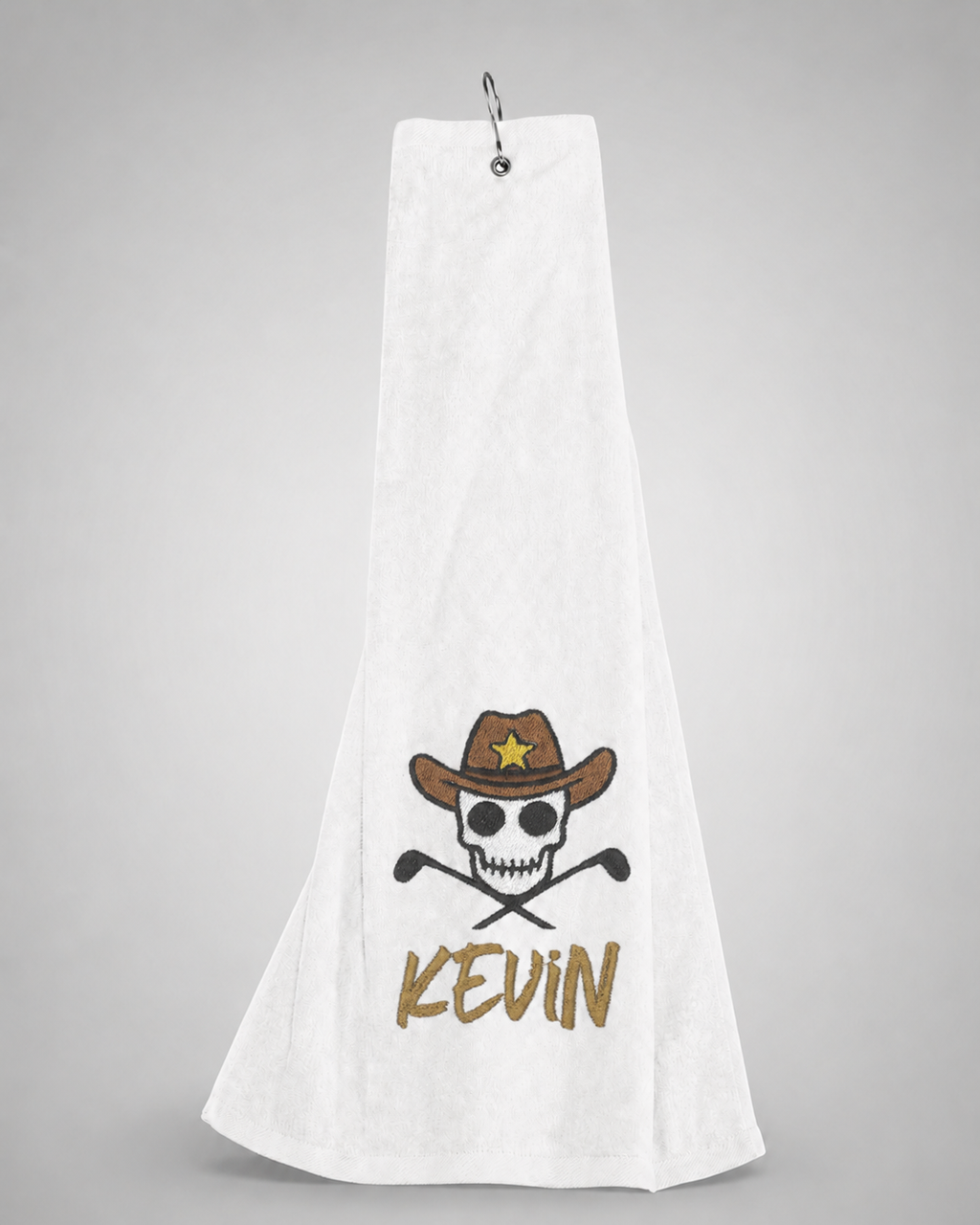 Personalized Cowboy Skull Golf Towel | Custom Embroidered Golf Bag Towel