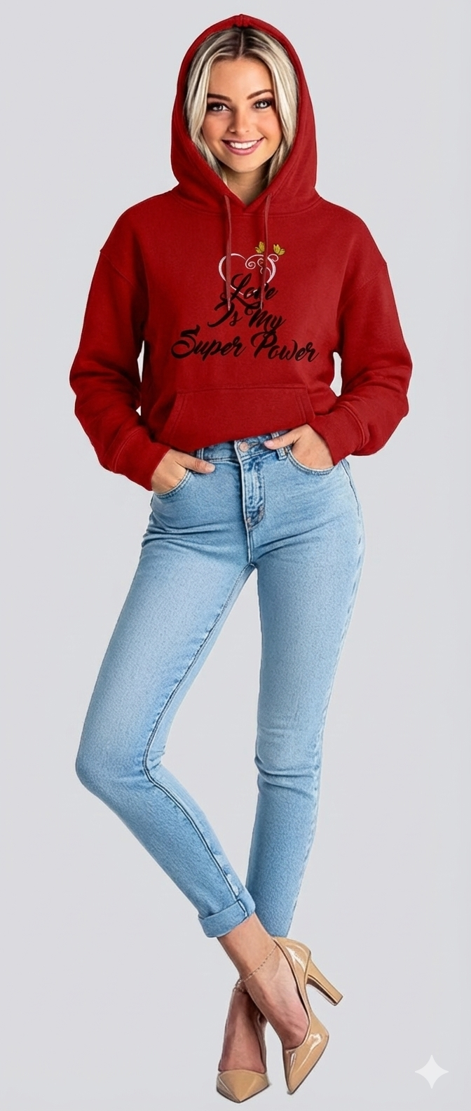 🎉 Embroidered "Love Is My Super Power" Valentine Theme Hoodie🎉
