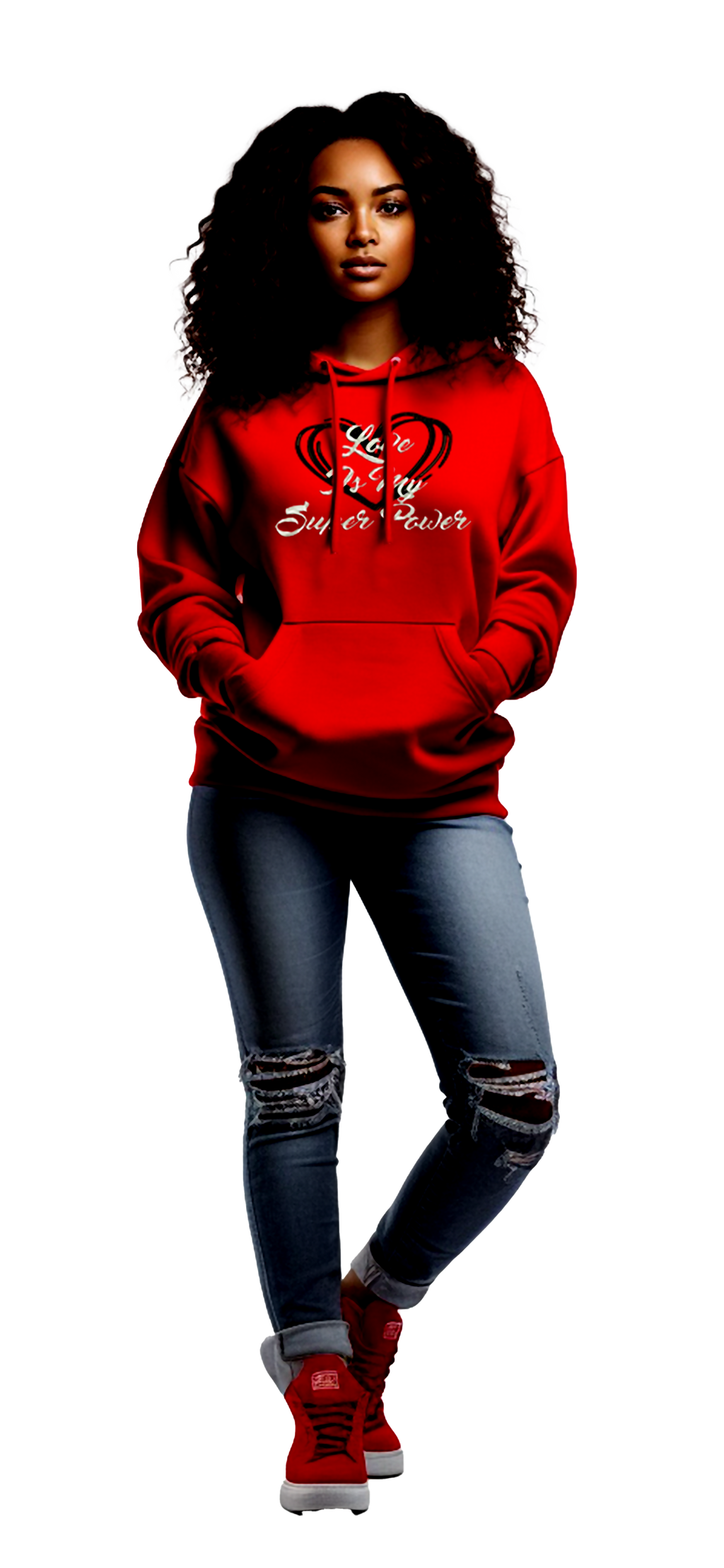 🎉 Embroidered "Love Is My Super Power" Valentine Theme Hoodie🎉