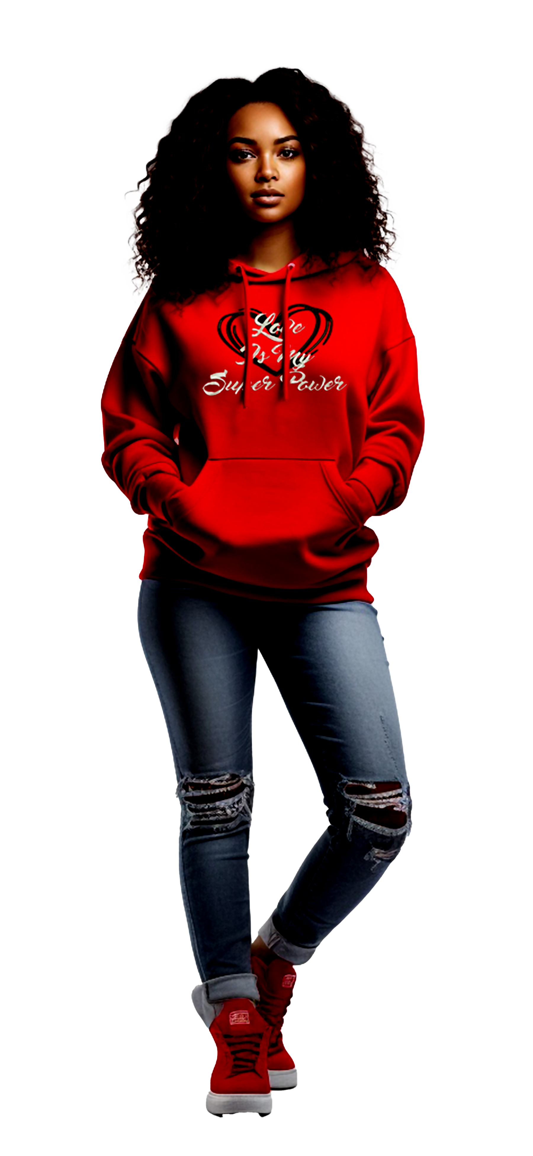🎉 Embroidered "Love Is My Super Power" Valentine Theme Hoodie🎉