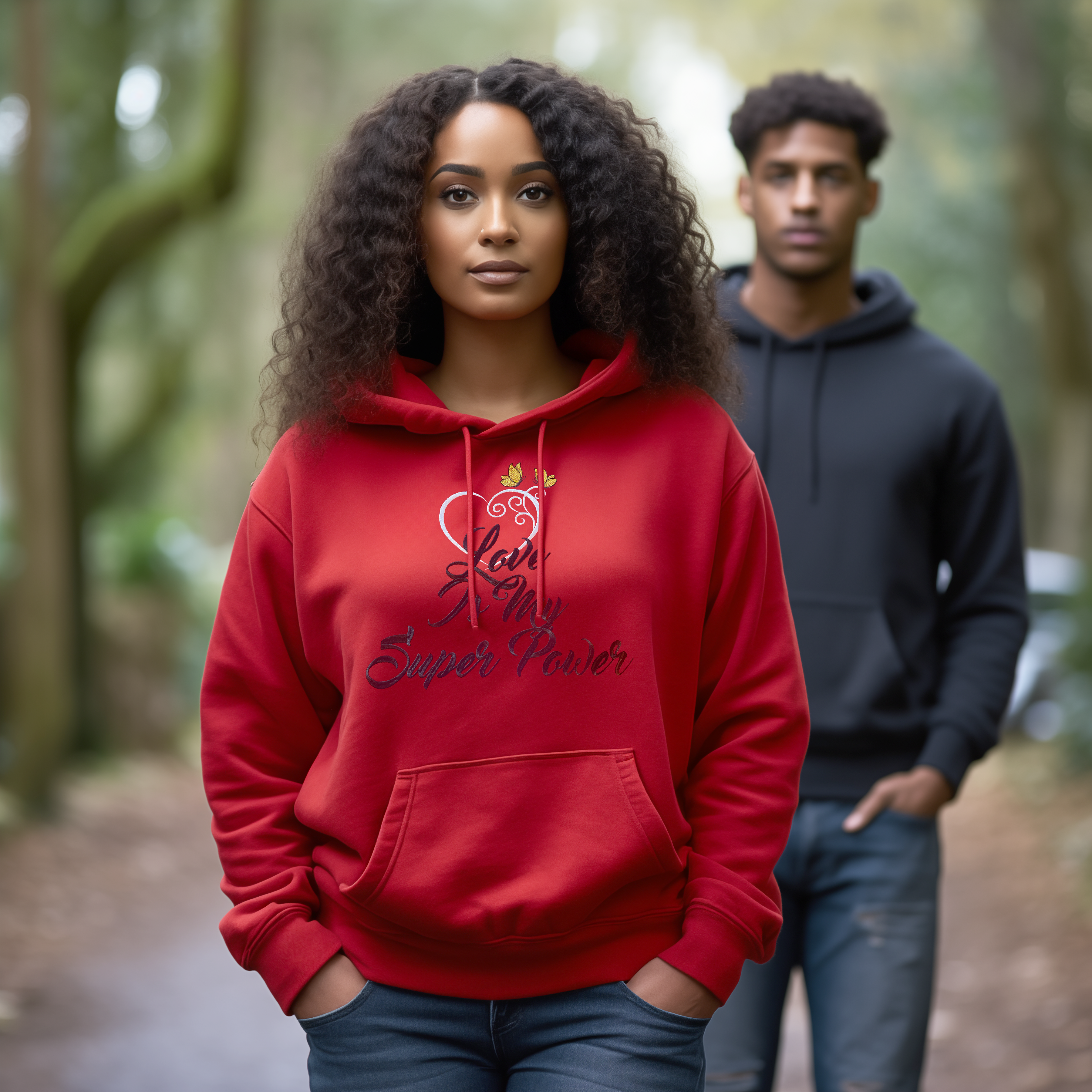 🎉 Embroidered "Love Is My Super Power" Valentine Theme Hoodie🎉