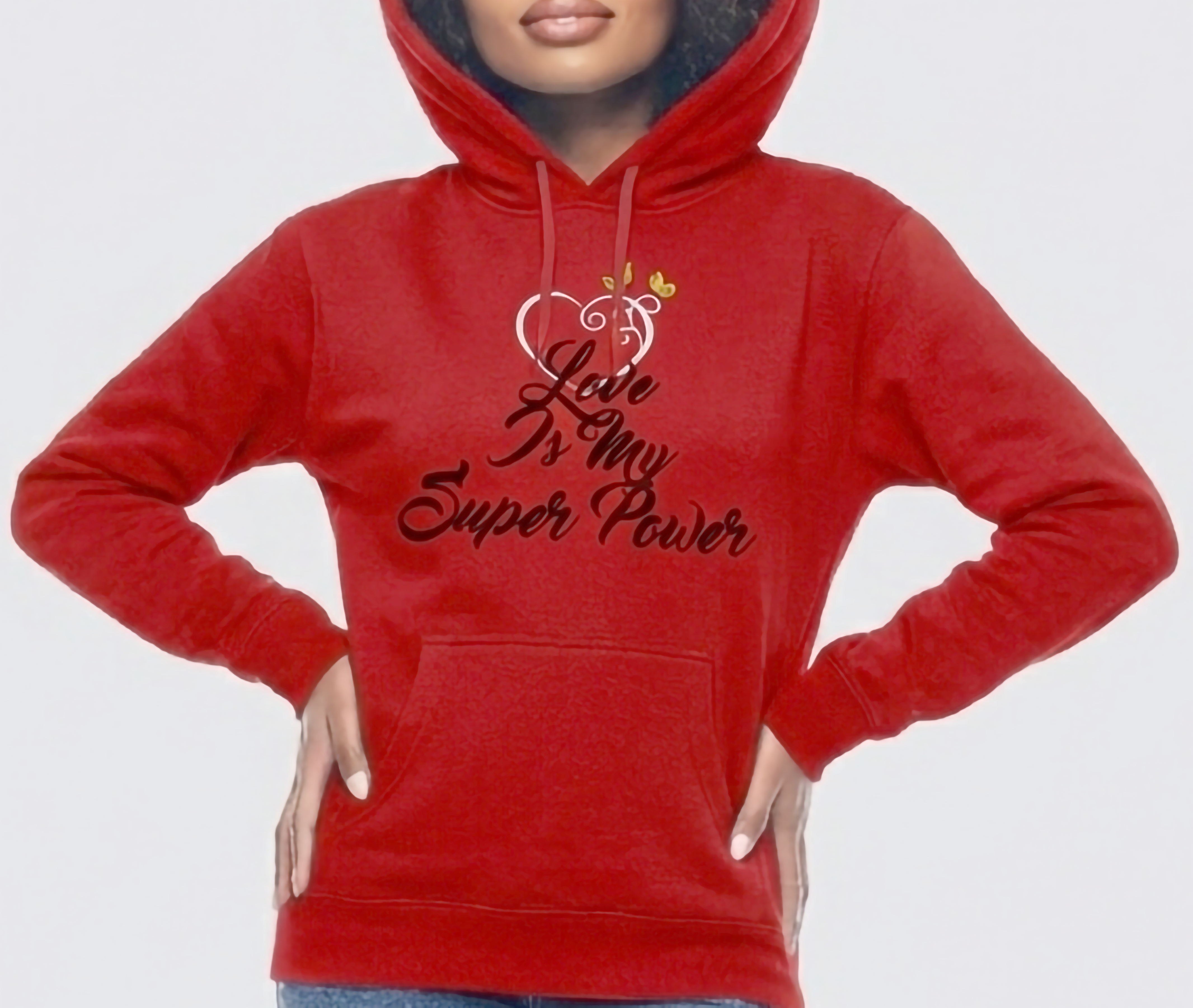 🎉 Embroidered "Love Is My Super Power" Valentine Theme Hoodie🎉 Main image