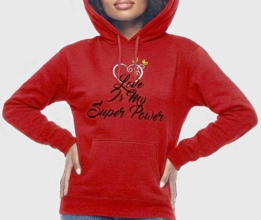 🎉 Embroidered "Love Is My Super Power" Valentine Theme Hoodie🎉