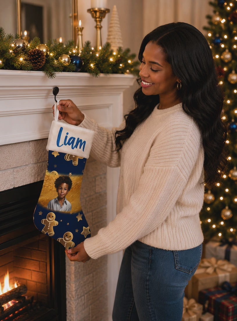 Personalized Gingerbread Man Theme Christmas Stocking🎉