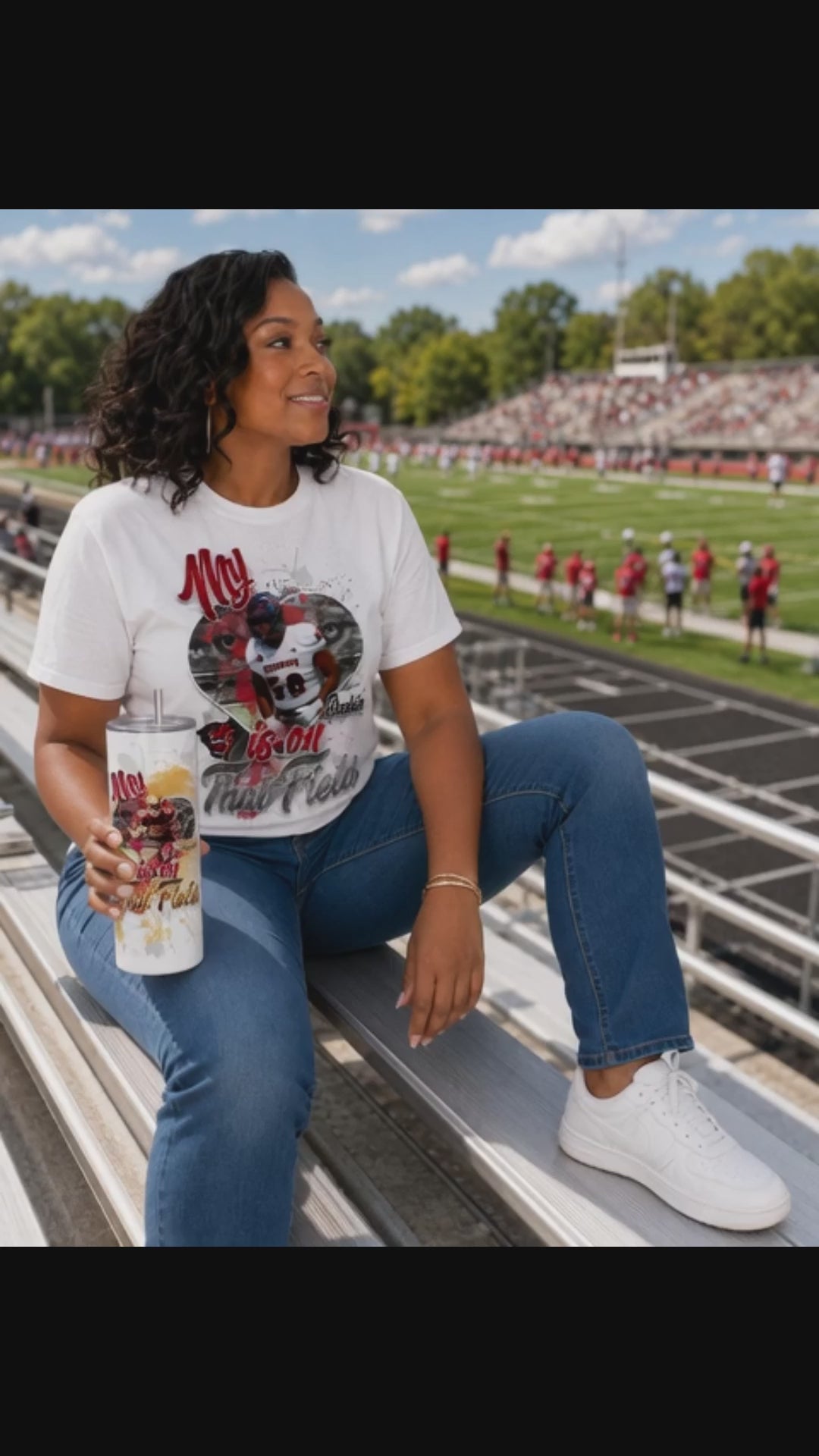 🎉Personalized My Heart Is On That Field Graphic Football Tumbler🎉