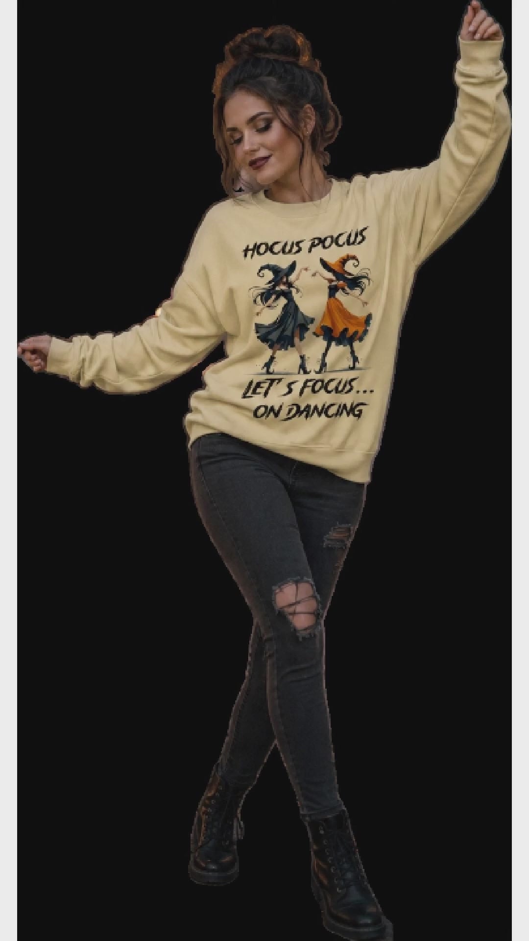 Hocus Pocus Let’s Focus on Dancing Comfort Colors Sweatshirt | Witch Dance Halloween Crewneck