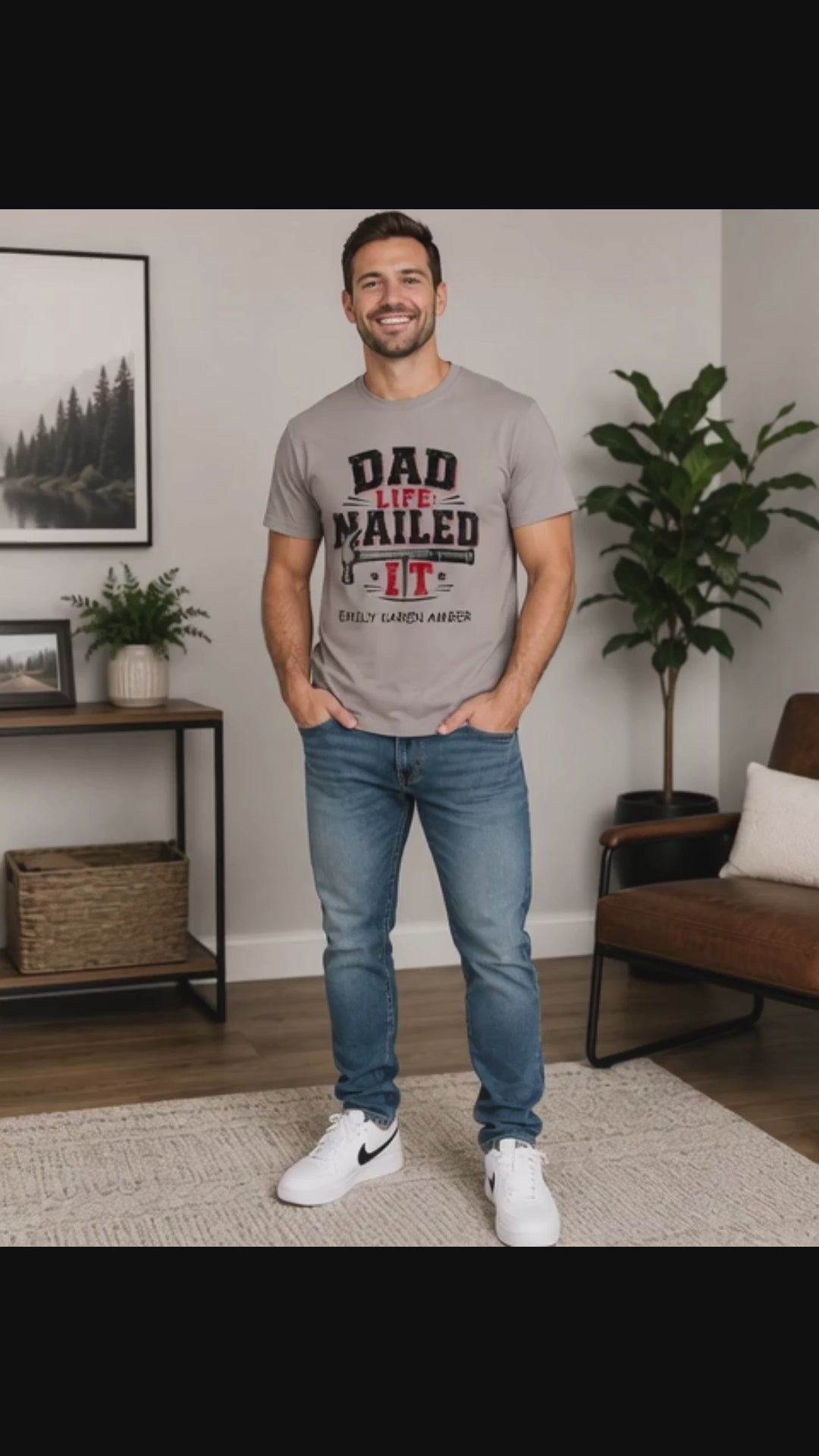 Personalized Dad Life Nailed It Shirt – Custom Kids Names Comfort Colors® Father’s Day Tee – Funny Dad Hammer Graphic T-Shirt Gift