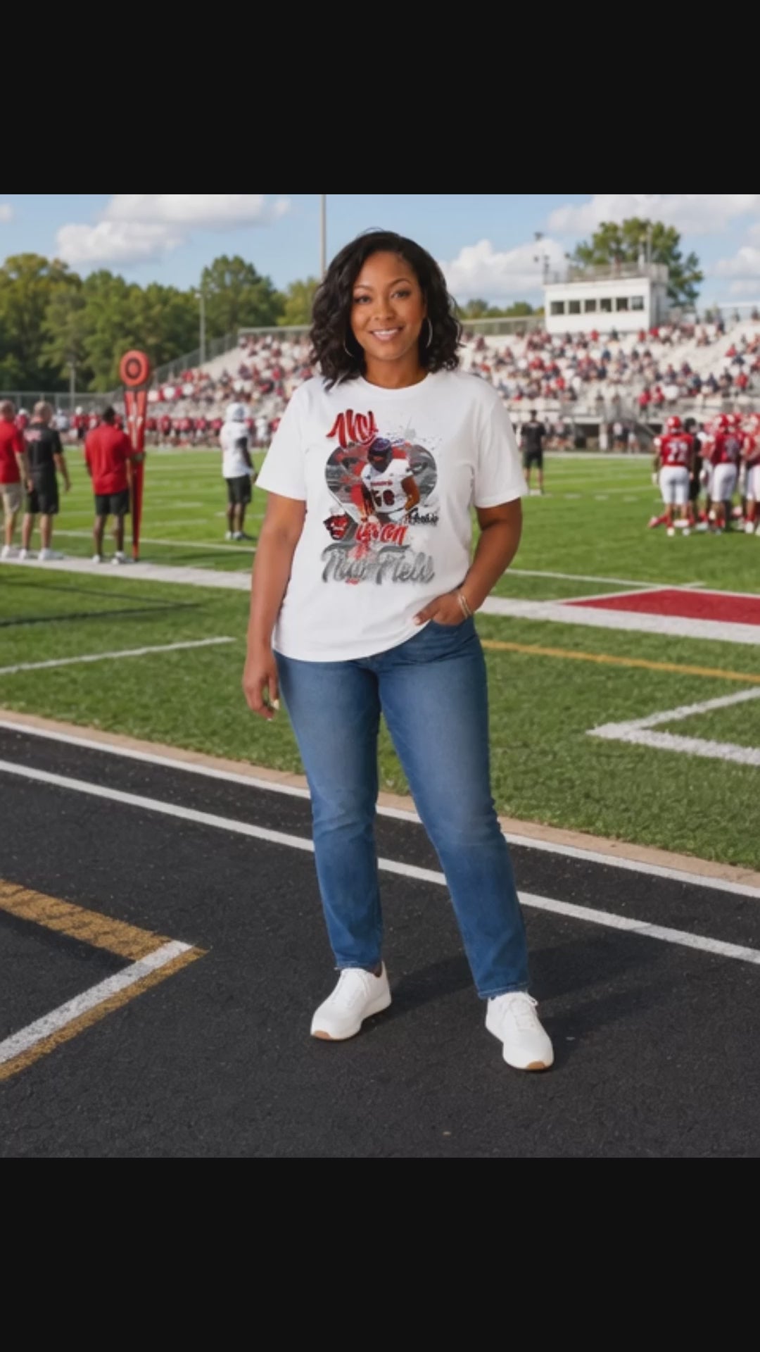 Personalized "My Heart Is On That Field" Football Graphic T-Shirt - For You and Your Family🎉