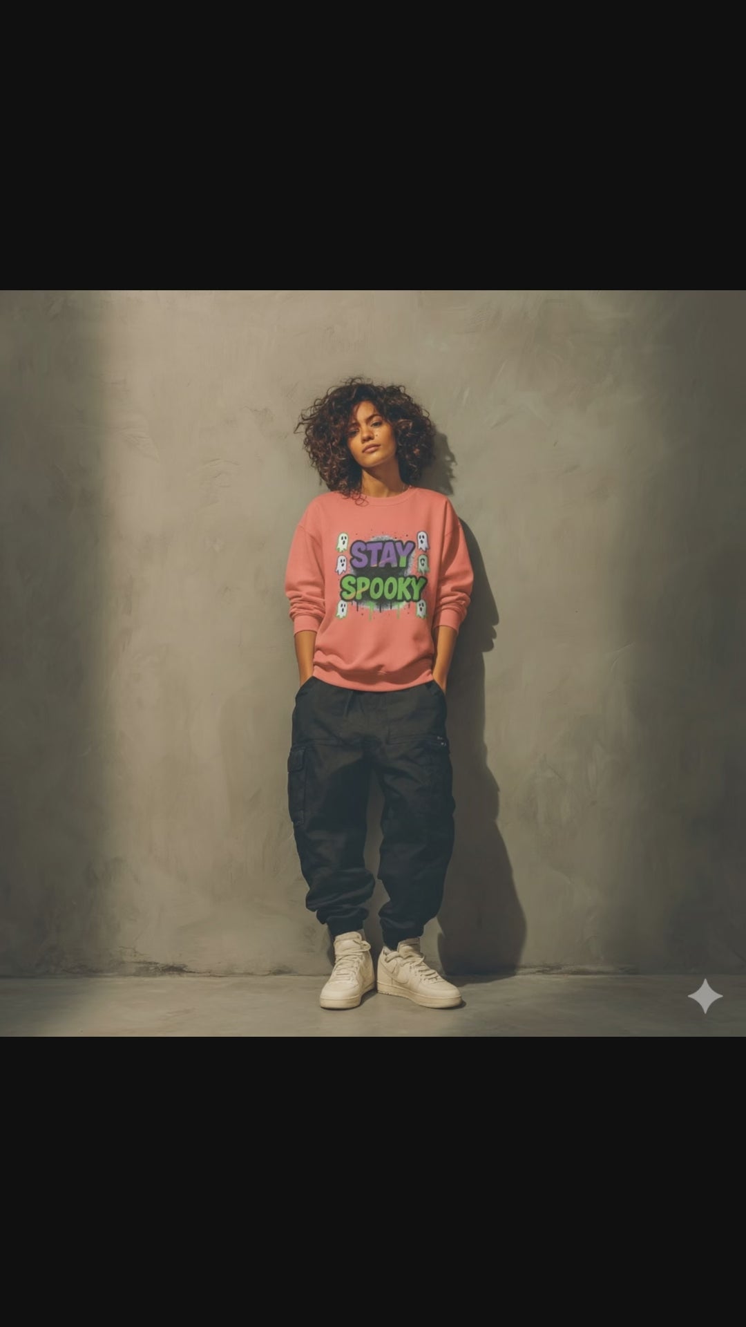 Stay Spooky Comfort Colors Halloween Sweatshirt – Ghost Graphic, Vintage Garment-Dyed Unisex Crewneck