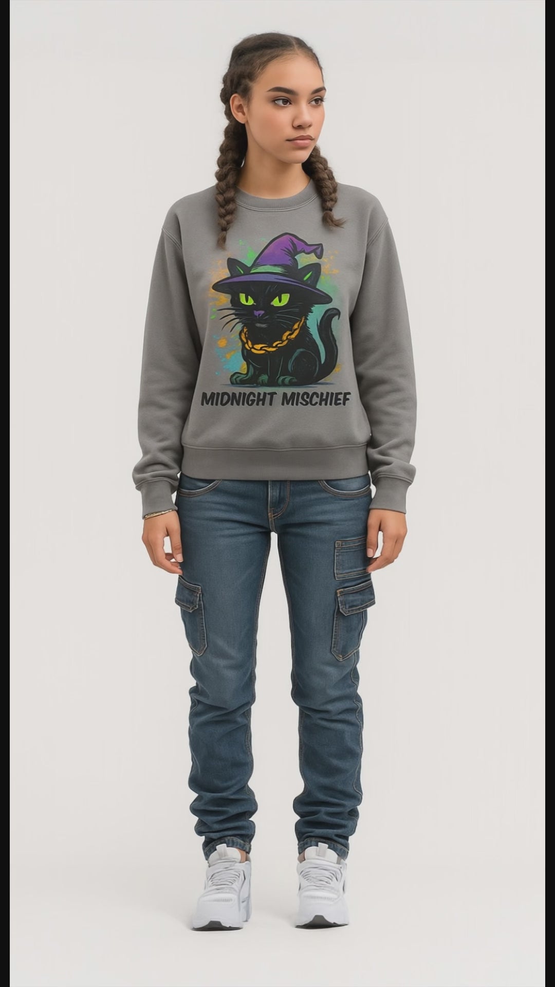 Midnight Mischief Comfort Colors Halloween Sweatshirt – Vintage Garment-Dyed Unisex Crewneck
