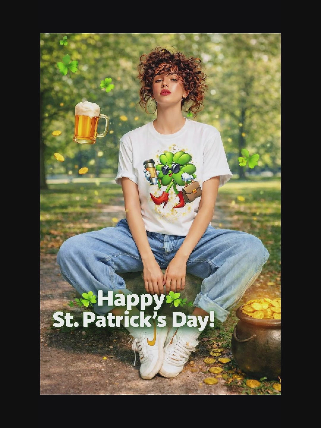 Shamrock Lady St. Patrick's Day Graphic T-Shirt🍀