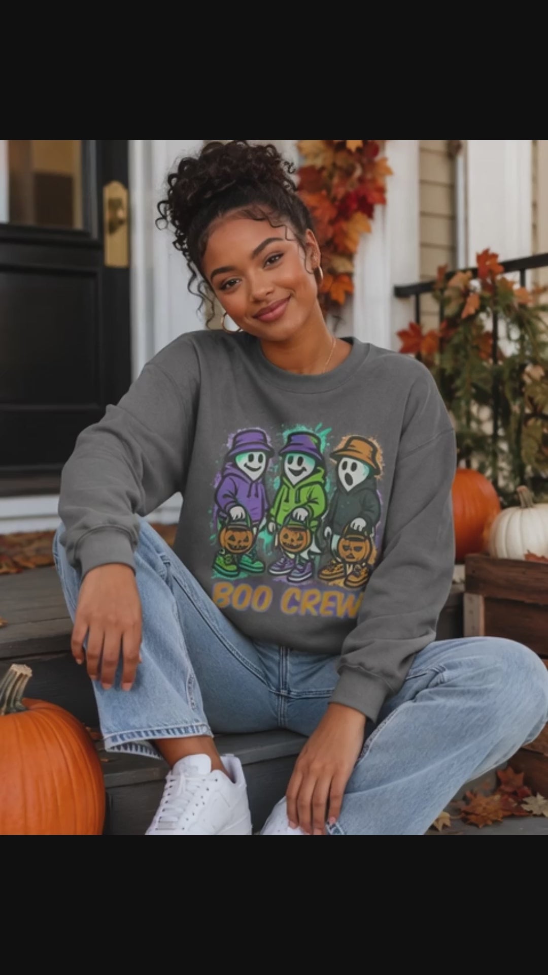 Boo Crew Comfort Colors Halloween Sweatshirt – Garment-Dyed Vintage Style, Relaxed Fit Unisex Crewneck