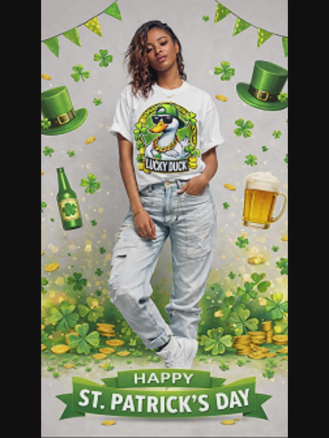 Lucky Duck St. Patrick’s Day Graphic T-Shirt – Unisex Streetwear Tee